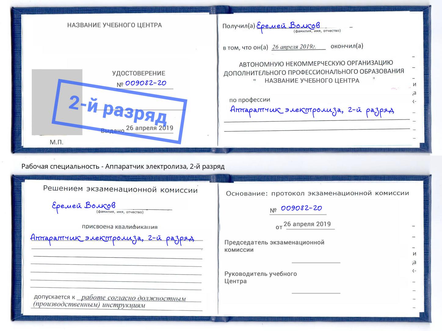 корочка 2-й разряд Аппаратчик электролиза Борзя
