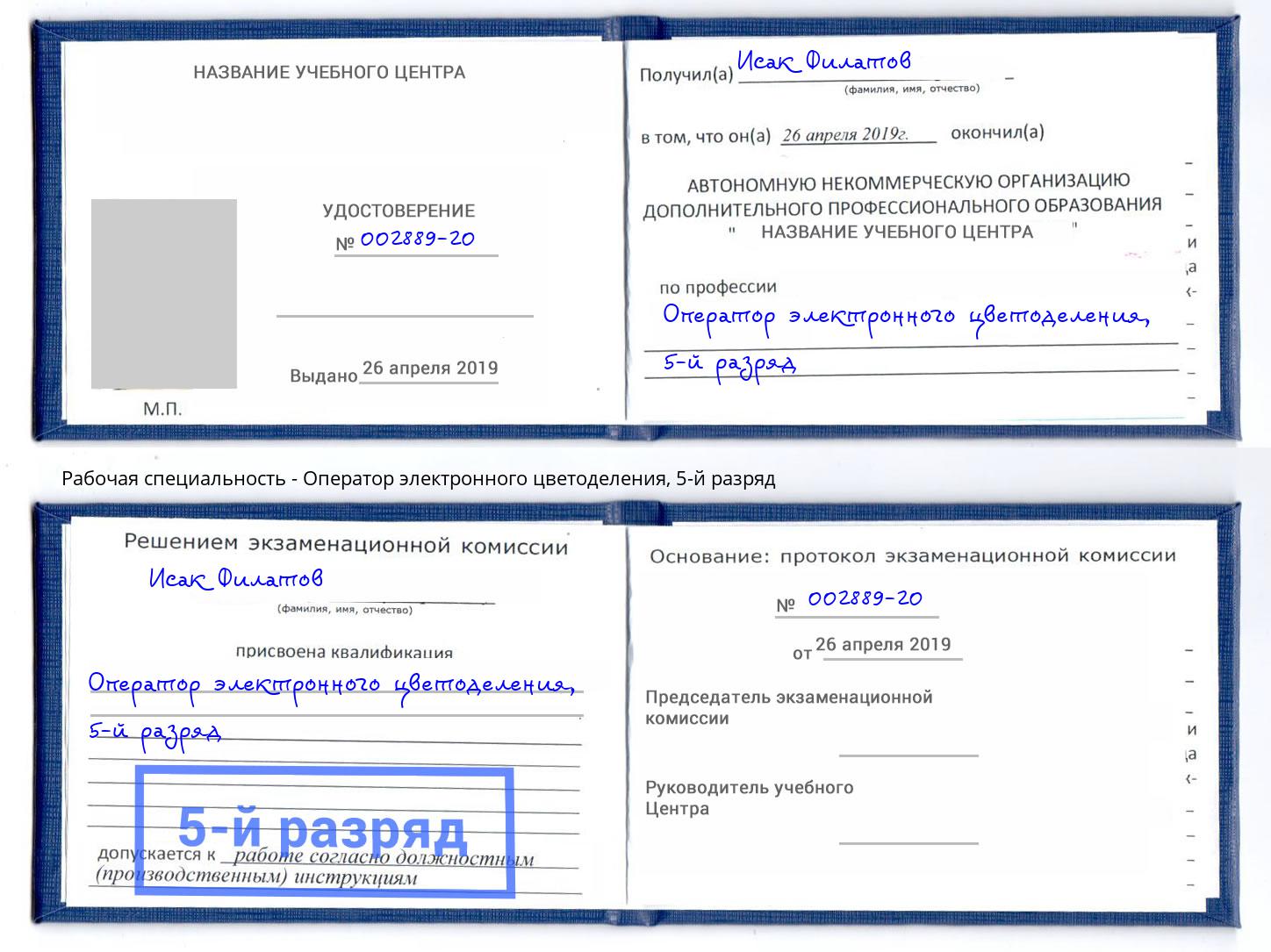 корочка 5-й разряд Оператор электронного цветоделения Борзя
