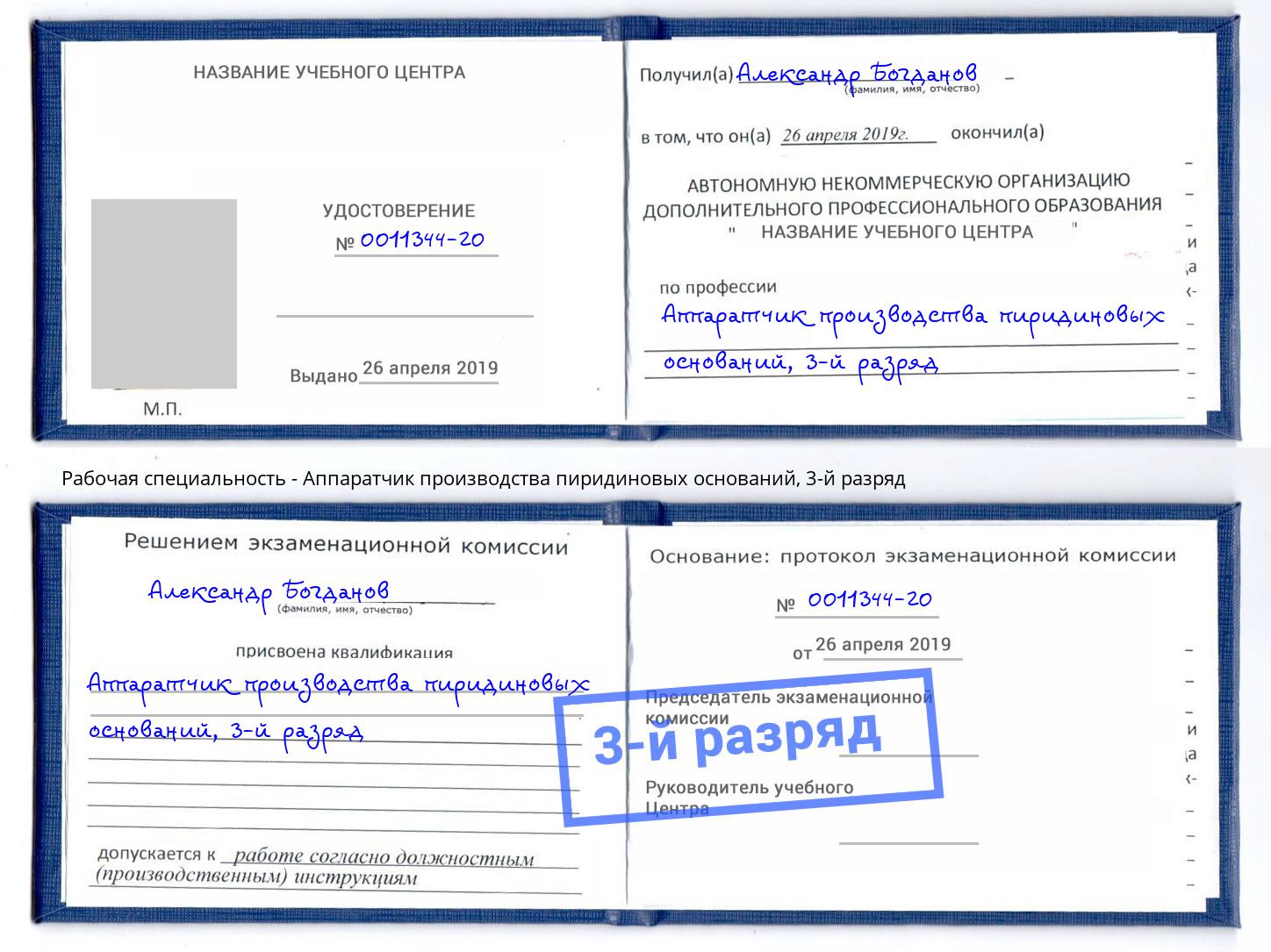 корочка 3-й разряд Аппаратчик производства пиридиновых оснований Борзя
