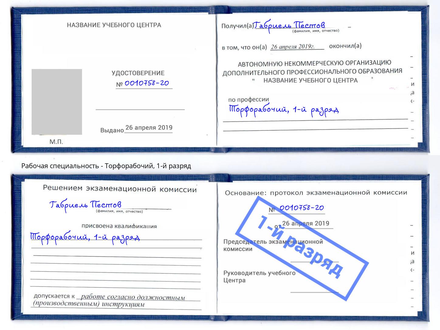 корочка 1-й разряд Торфорабочий Борзя
