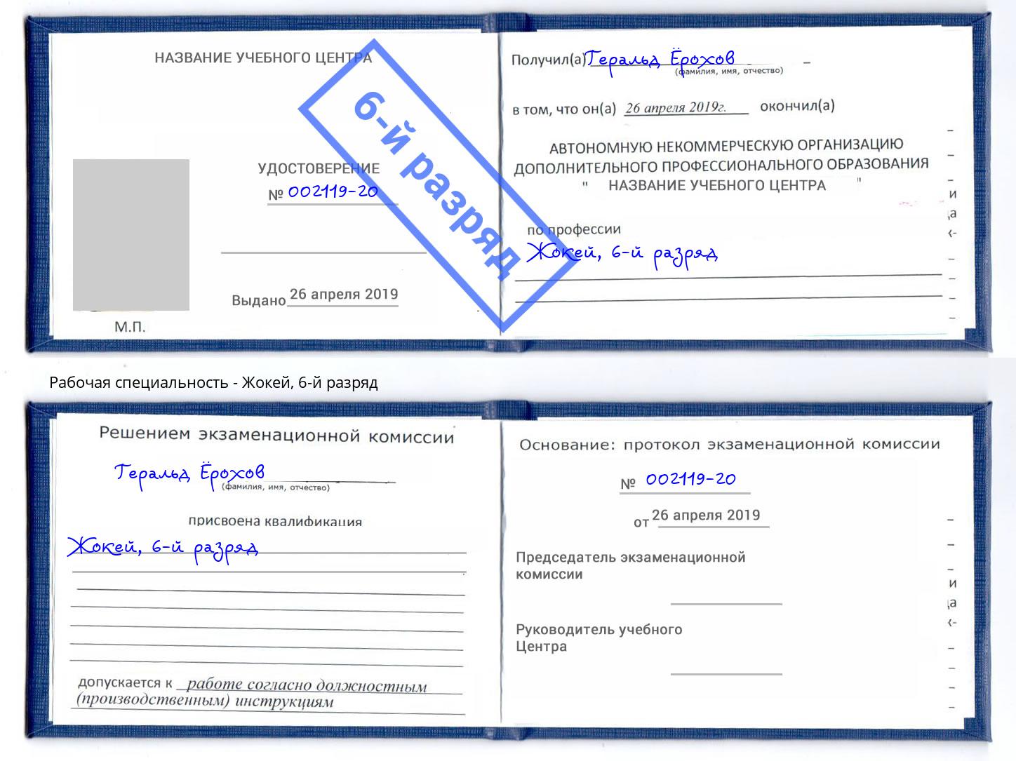 корочка 6-й разряд Жокей Борзя