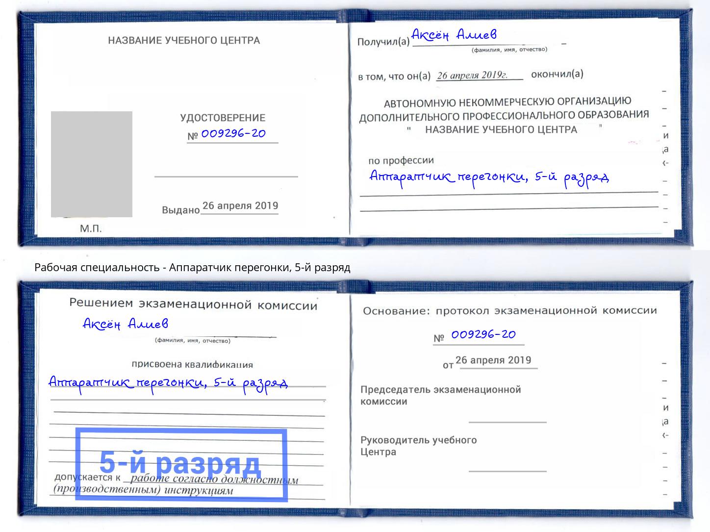 корочка 5-й разряд Аппаратчик перегонки Борзя