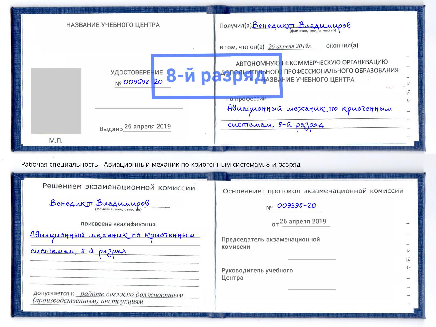 корочка 8-й разряд Авиационный механик по криогенным системам Борзя